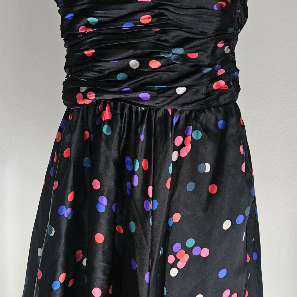 H by Halston Black Mini Dress with Vibrant Dots